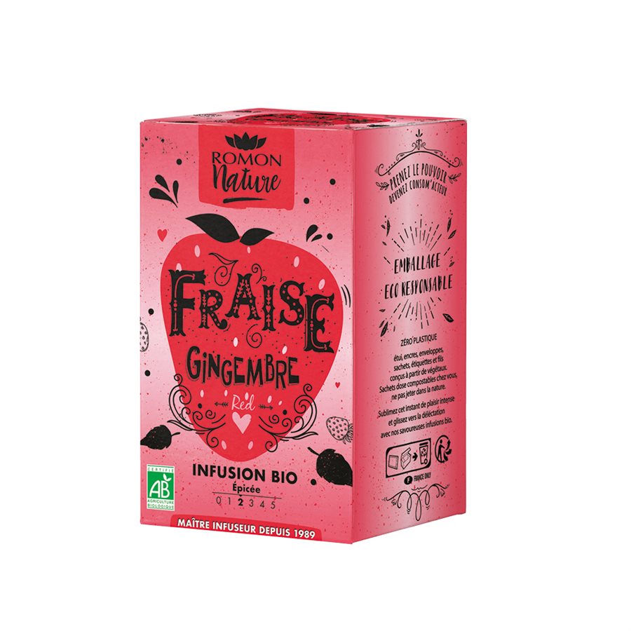 INFUSION FRAISE GINGEMBRE BIO 16 sachets