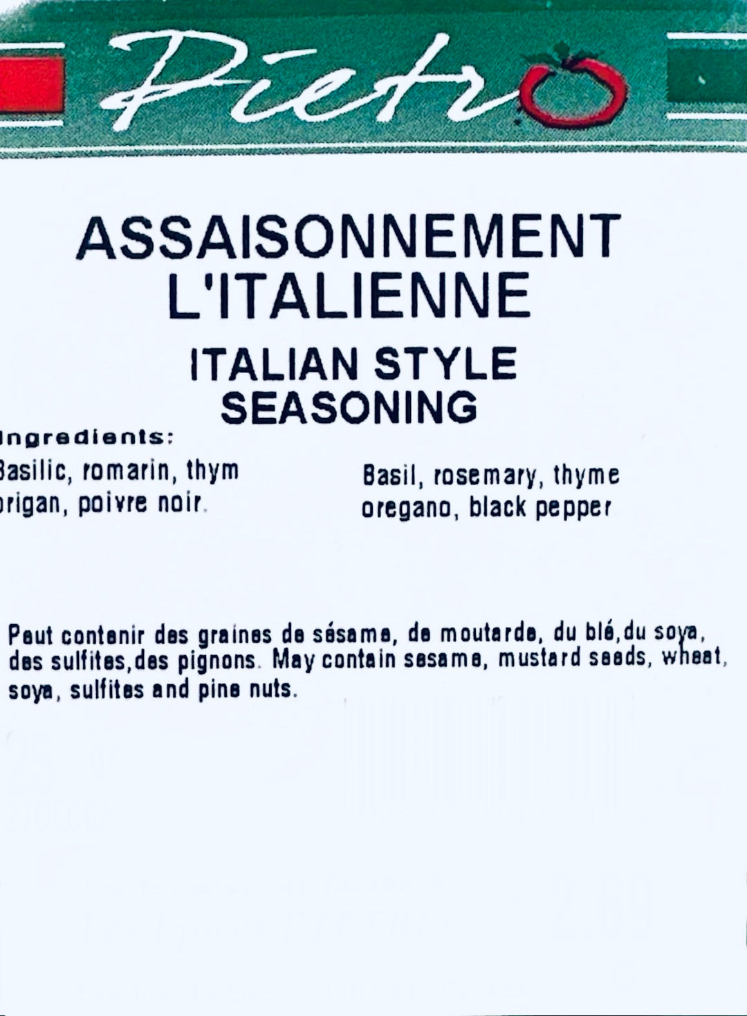 Assaisonnement l'italienne 25g