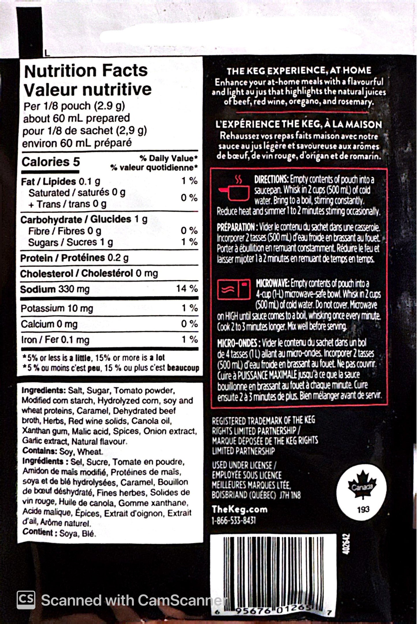 The Keg Au Jus Sauce Mix 24g