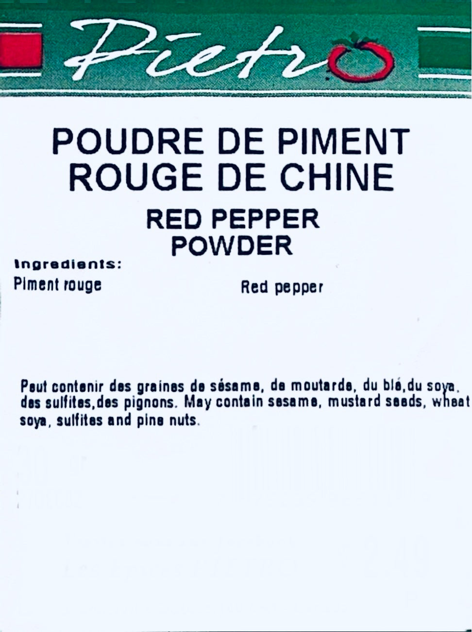 Poudre de piment rouge de Chine 30g