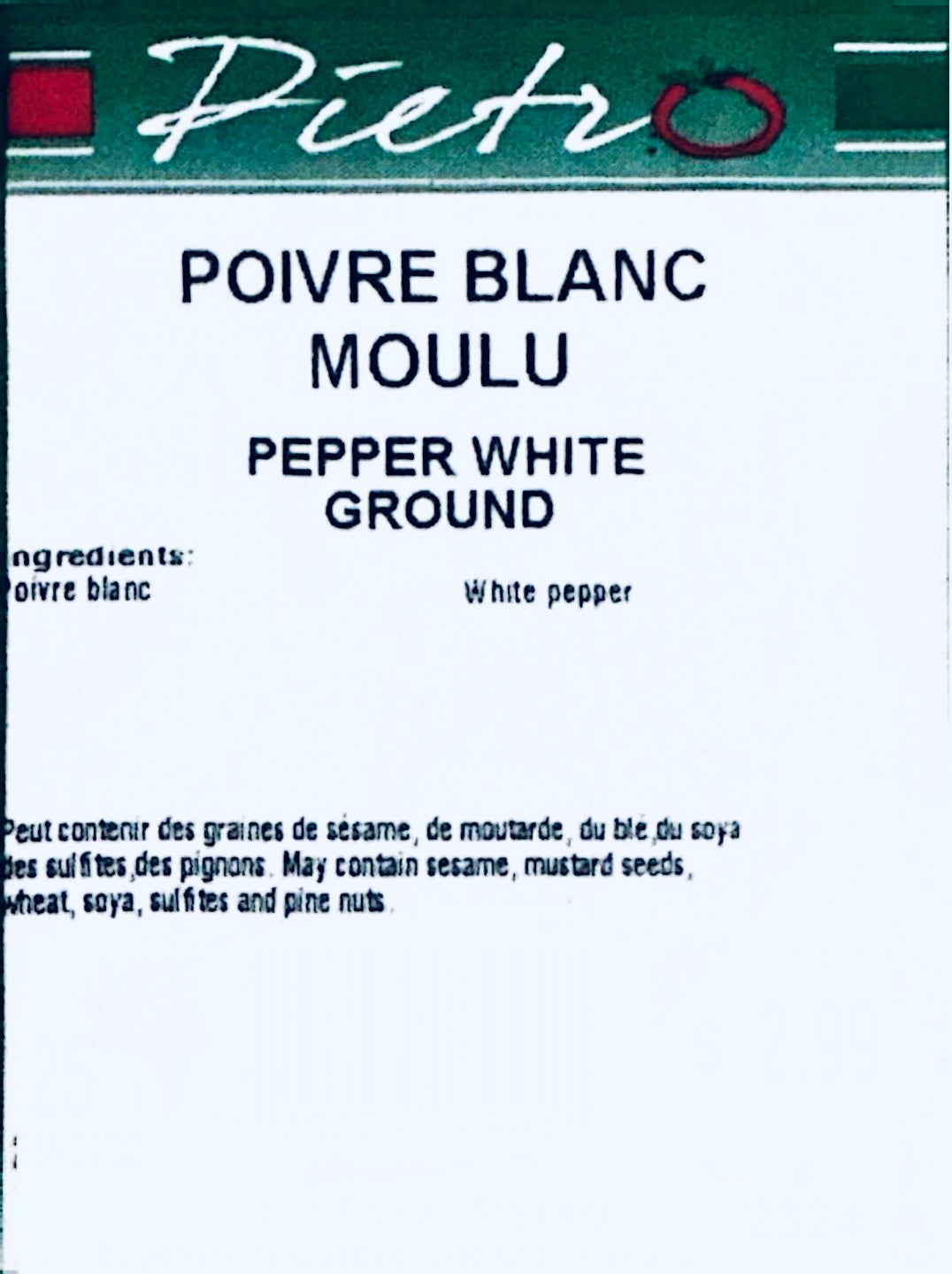 Poivre blanc moulu 25g