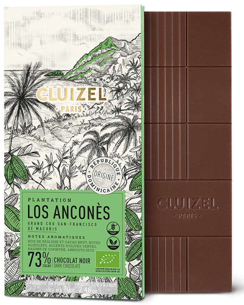 CLUIZEL ORGANIC LOS ANCONES DARK CHOCOLATE 73% 70G