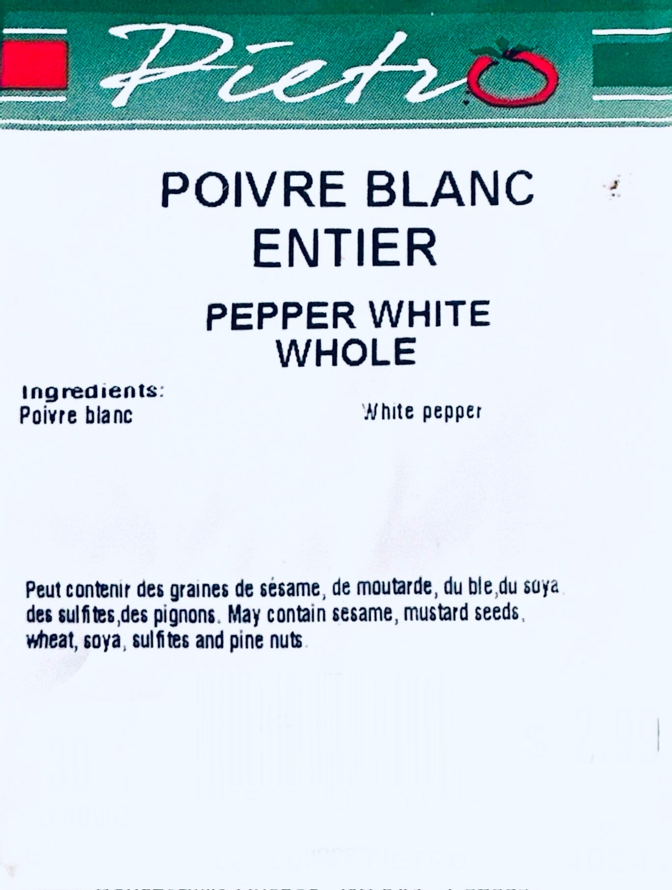 Whole white pepper 30g