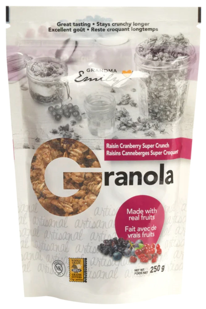 CÉRÉALES EMILY GRANOLA S. CROQUANTS RAISINS CANNEB. 250G