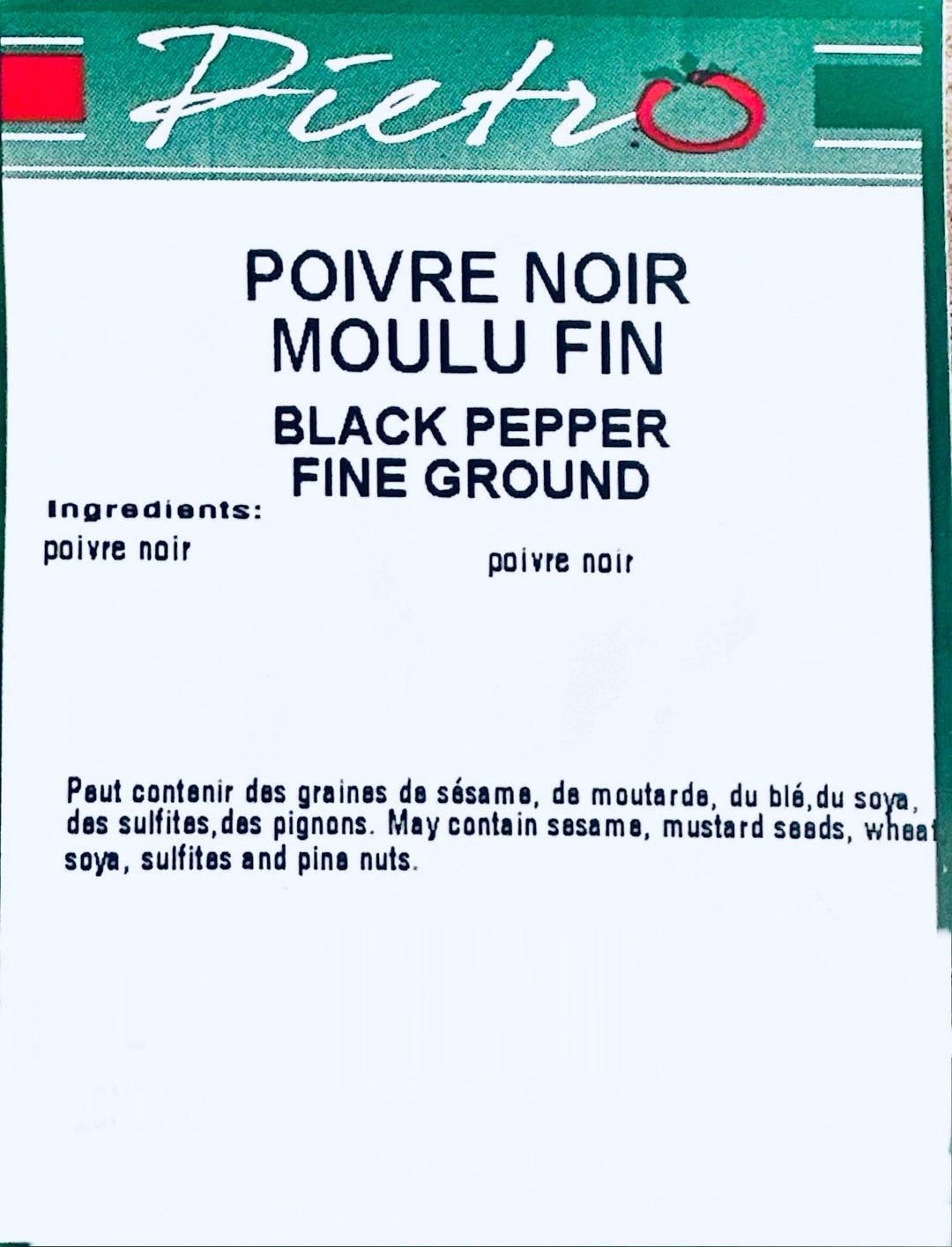 Poivre noir moulu fin 40g