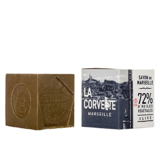 CUBE DE SAVON DE MARSEILLE AUTHENTIQUE BOITE OLIVE 500g