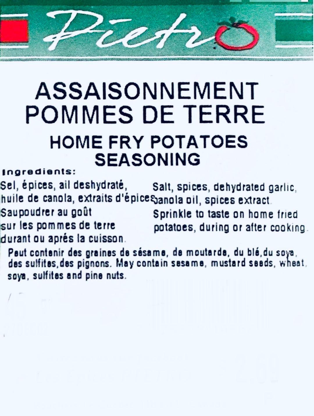 Assaisonnement pommes de terre 45g