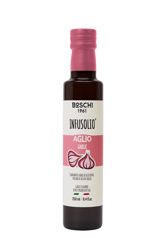 HUILE D’OLIVE EXTRA VIERGE INFUSÉE À L’AIL 250ML – BOSCHI