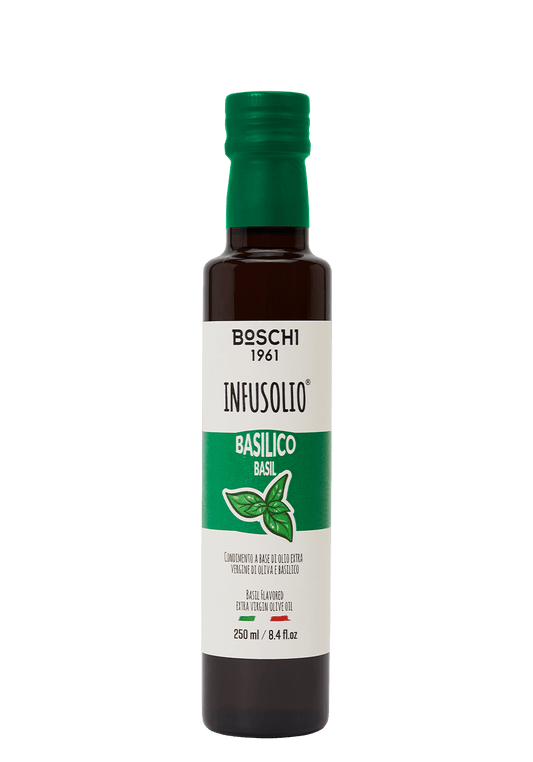 Huile d’olive extra vierge infusée au basilic 250 ml de Boschi