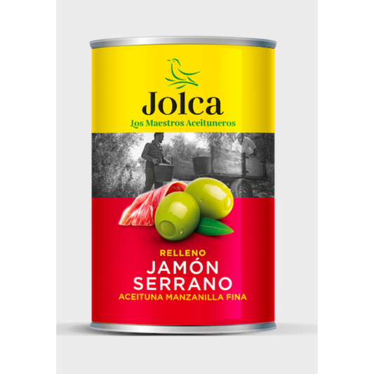 Jolca Manzanilla Olives Stuffed with Serrano Ham 300g | Spanish Tapas Flavor