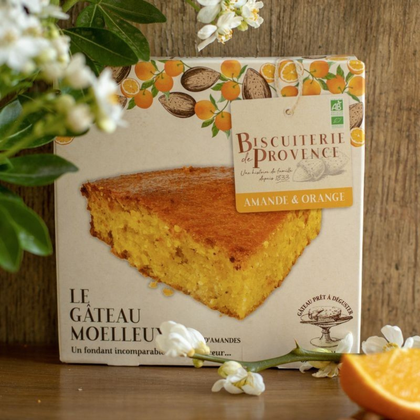 AMANDIER DU VENTOUX BIO ORANGE 225 g – Biscuiterie de Provence | Gâteau Moelleux Bio aux Amandes & à l’Orange | Sans Gluten | Sans Lait | Fabriqué en France