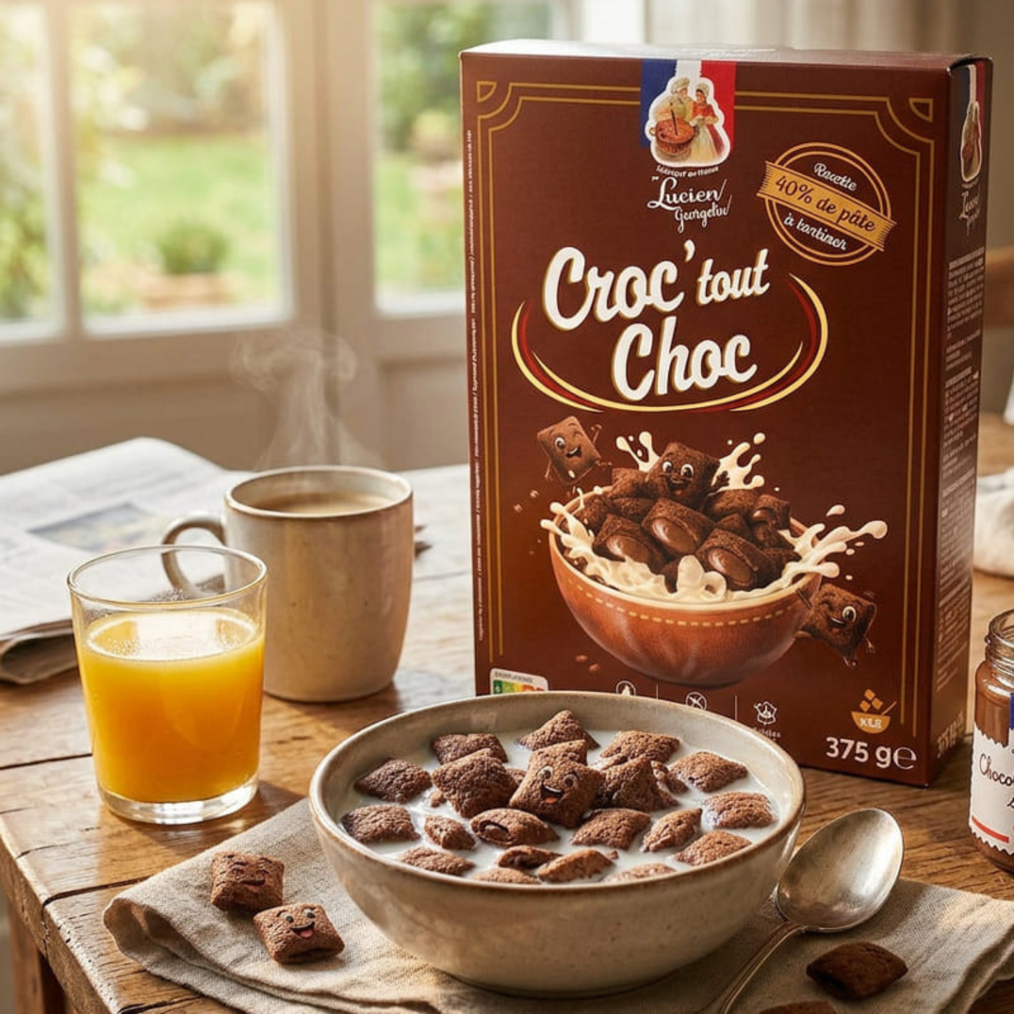 Céréales Croc' Tout Choc Lucien Georgelin 375g – Double Intensité Chocolat, Cœur Fondant
