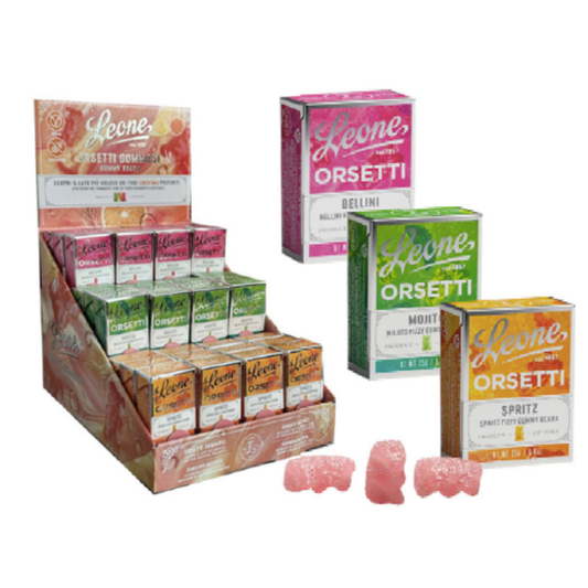 Présentoir Comptoir Oursons Gommeux Cocktail Leone – 72 x 25g (Spritz, Mojito, Bellini)