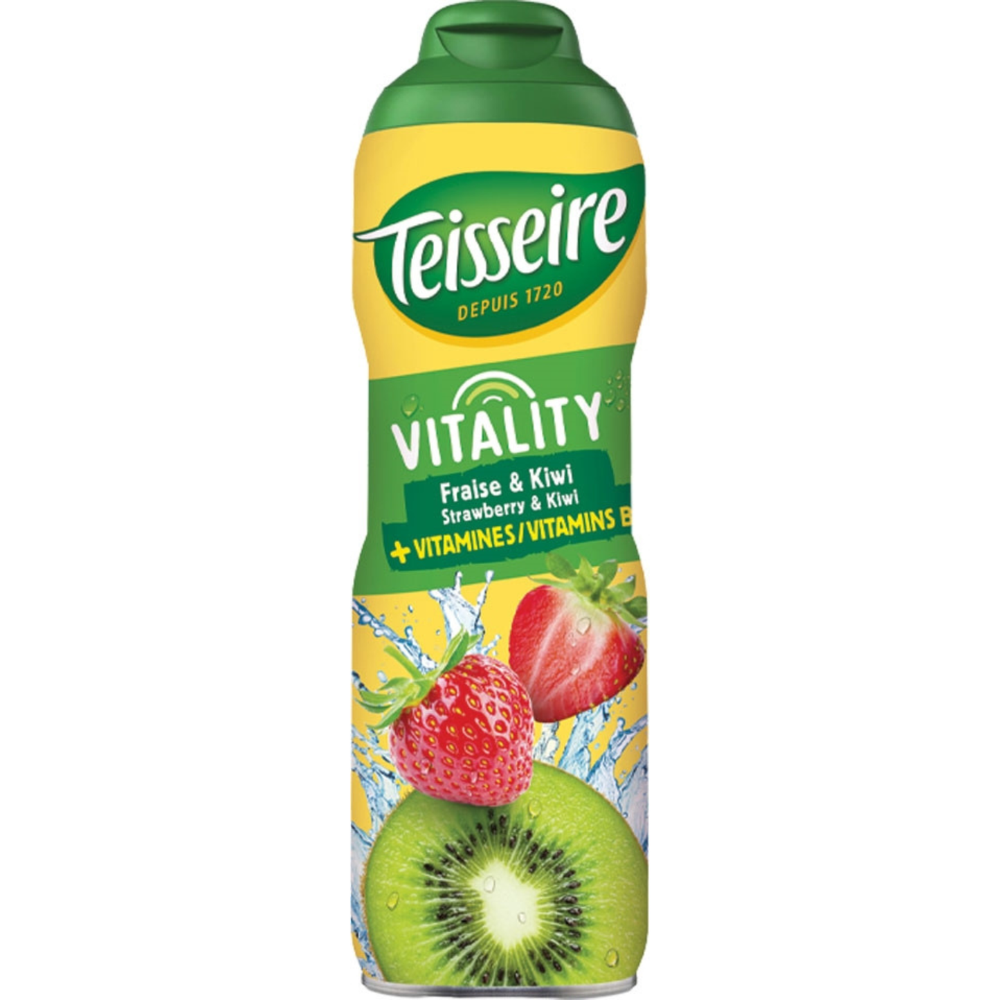 Teisseire Vitality Strawberry & Kiwi Syrup + B Vitamins – 600ml | The taste of your summers in France