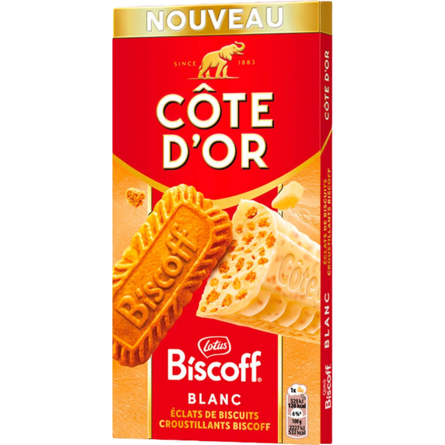 Chocolat Côte d'Or Blanc & Biscuits Biscoff 190 g – Deux Icônes Belges Réunies