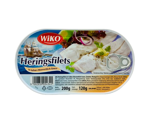 Heringsfilets in Sahne-Meerrettich-Sauce 200g. Wiko
