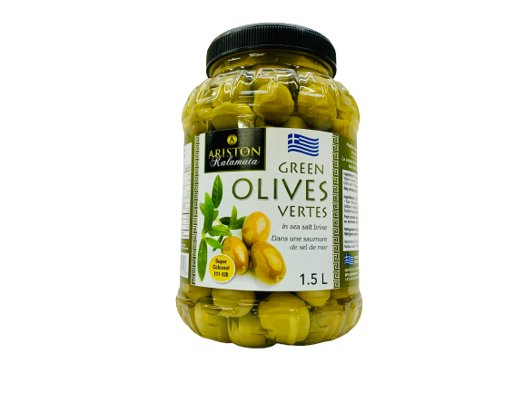 Olives vertes dans une saumure de sel de mer 1.5L