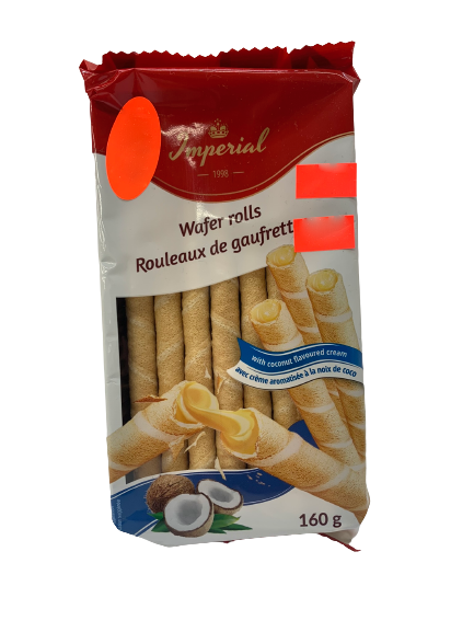 Wafer rolls with coconut flavored cream 160g