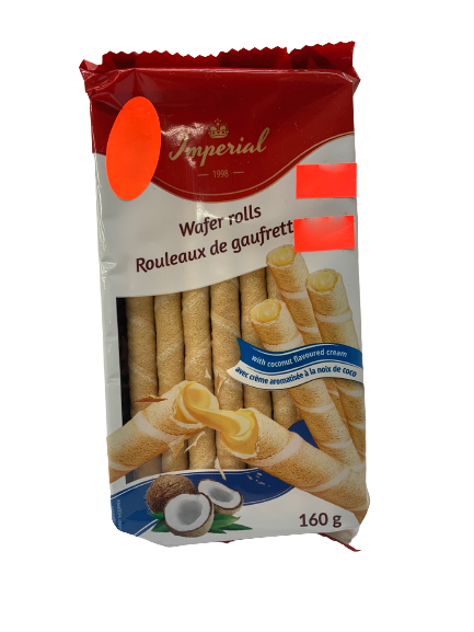 Rouleaux de gaufrettes avec crème aromatisée à la noix de coco 160g