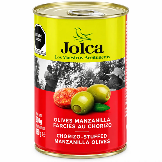 Manzanilla Olives Stuffed with Chorizo 300g – Jolca | Iberian Flavor of Spain