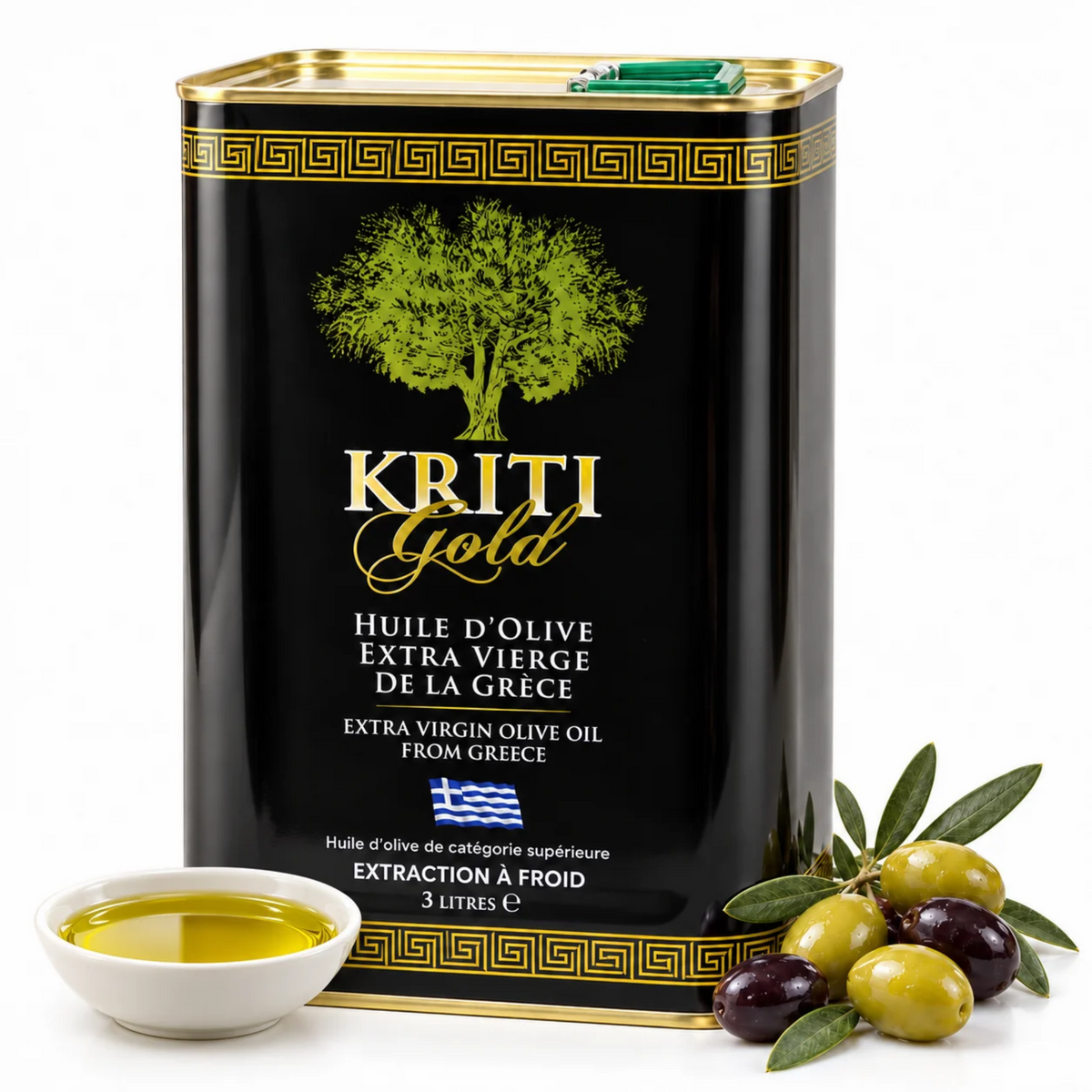Kriti Gold Extra Virgin Olive Oil 3 L – Fruity Greek Oil, Cold Pressed, for All Mediterranean Cooking