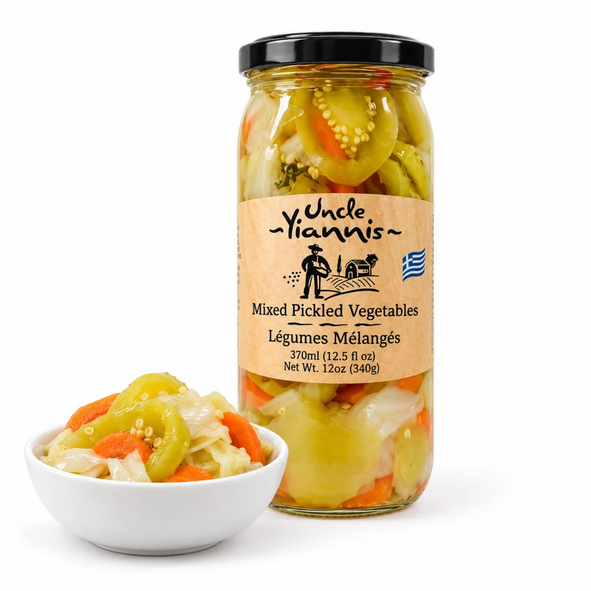 Légumes Mélangés en Conserve 370 ml Uncle Yiannis – Cueillis à la Main, Croquants et Colorés, Préparés à la Façon Traditionnelle