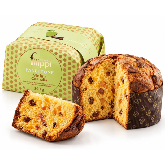 Filippi Candied Apple and Cinnamon Panettone 500g – Artisanal Italian Christmas Cake, Tree of Life Packaging | Pasticceria Filippi