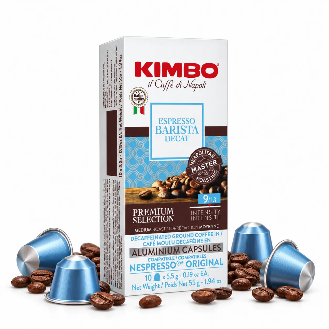 Nespresso Compatible Capsules Barista Espresso Decaffeinated 10 x 5.5g – Kimbo | Neapolitan Caffeine-Free Smoothness