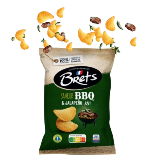 BBQ & Jalapeño Wavy Crisps 125g – Smoky & Slightly Spicy – No Additives – Bret’s
