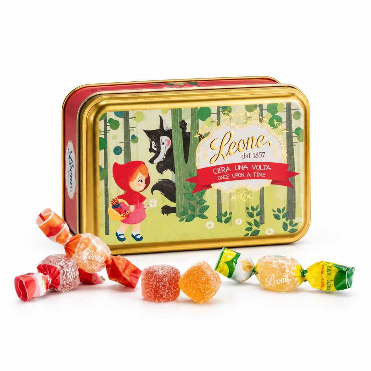 Le Petit Chaperon Rouge Fruit Jellies 100g – Leone "C'era Una Volta" Collector's Tin – Gluten-Free, Vegan