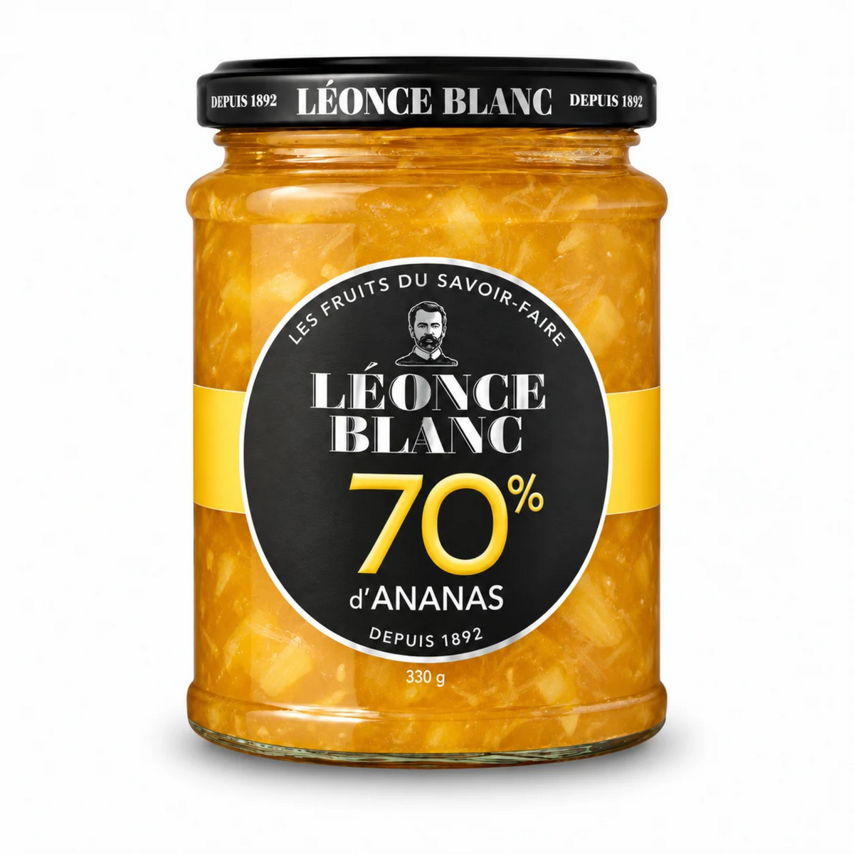 Confiture d'Ananas 70% 330g – Riche en Fruit, Moins de Sucre – Léonce Blanc