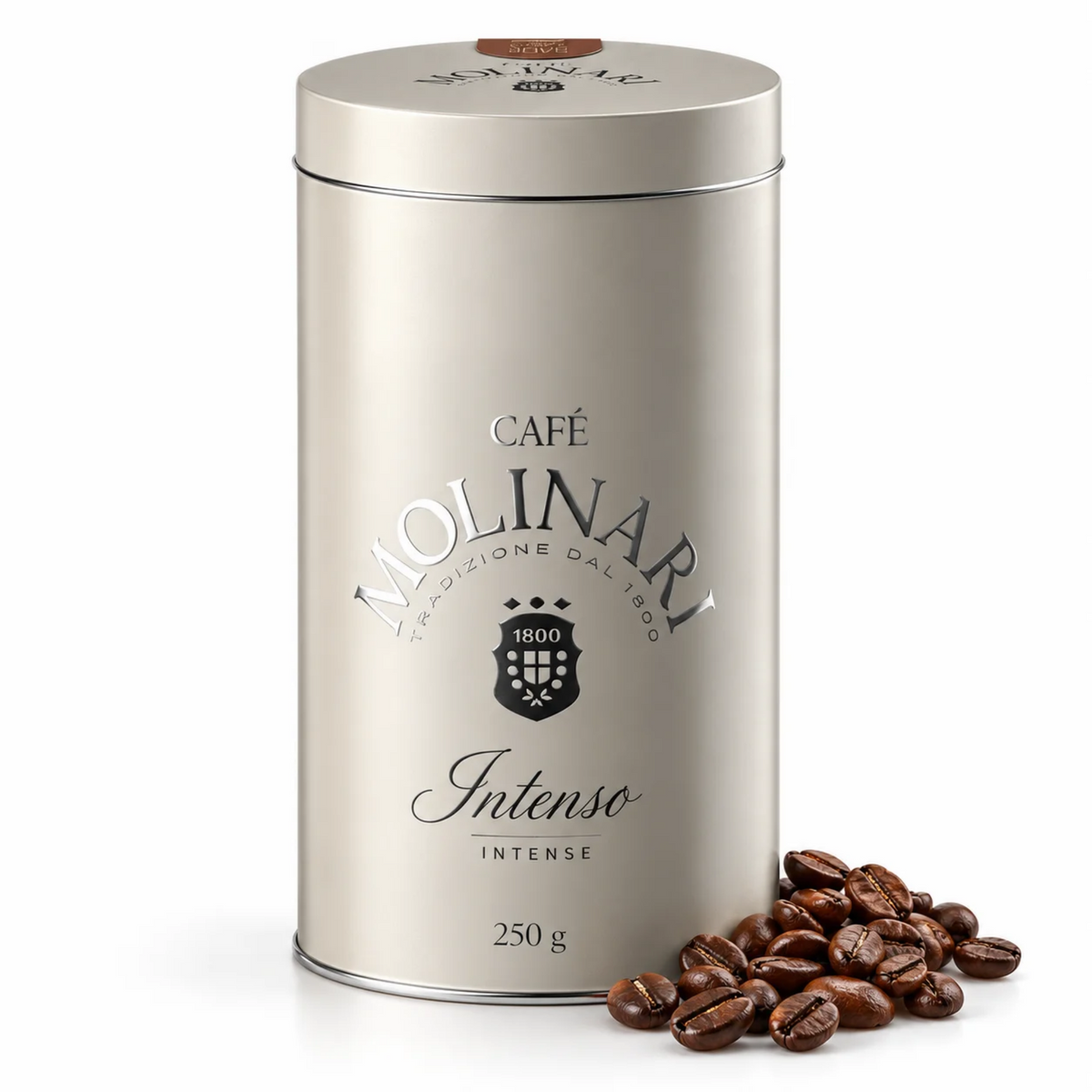 Café en Grains Intenso 250 g Molinari – Mélange Italien Corsé, Crema Épaisse et Notes de Chocolat