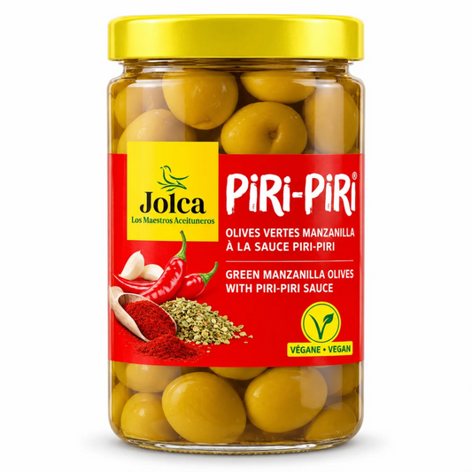 Piri-Piri Manzanilla Olives 400g – Jolca | Spicy Flavor from Spain