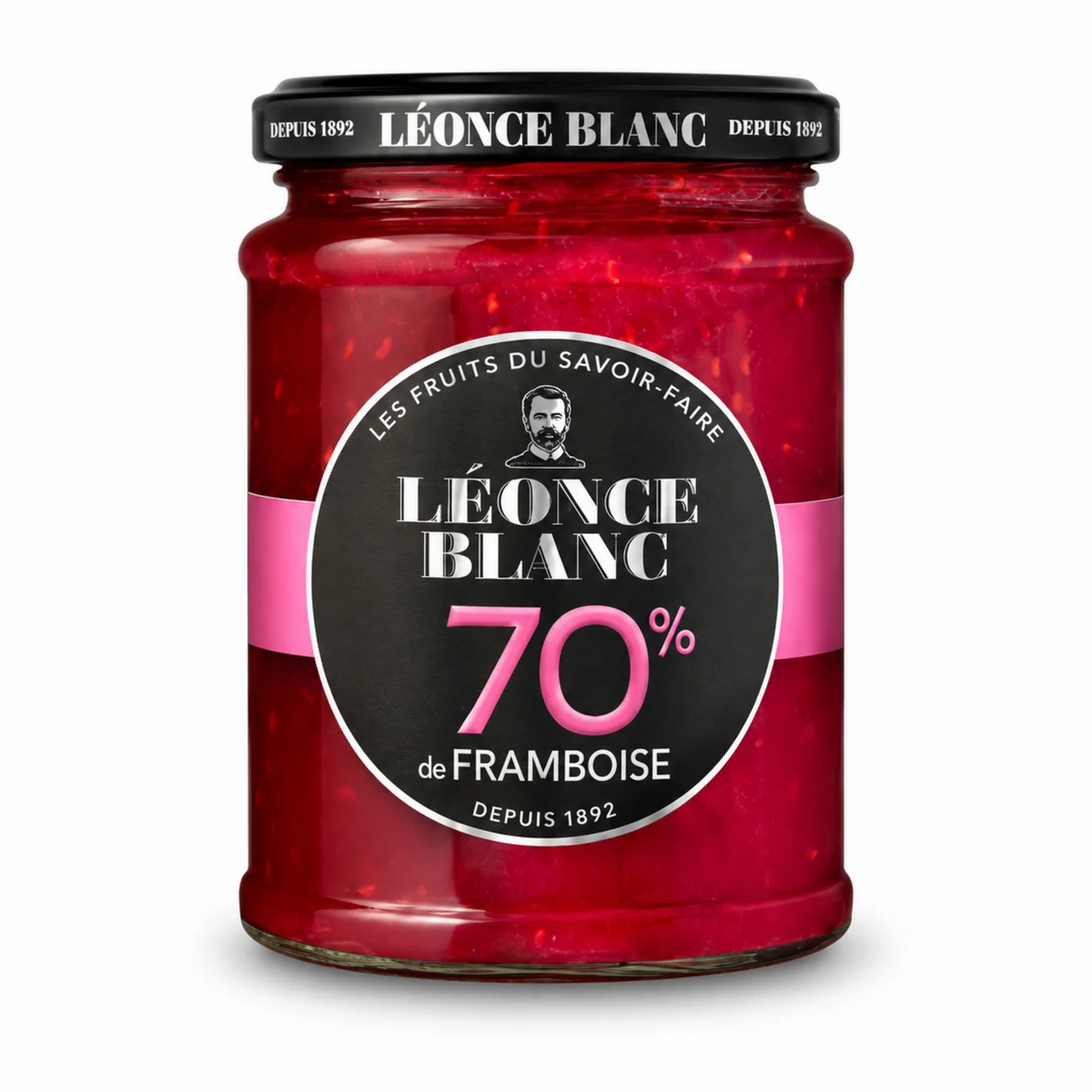 Raspberry Jam 70% 330g – Rich in Fruit, Less Sugar – Léonce Blanc