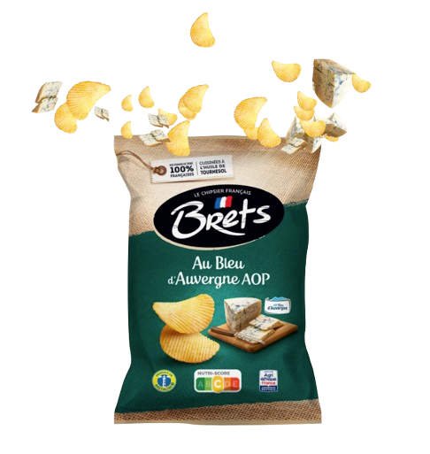 Chips Bret’s Ondulées Saveur Bleu d’Auvergne AOP 125g – Chips Françaises Authentiques au Goût Fromage Intense
