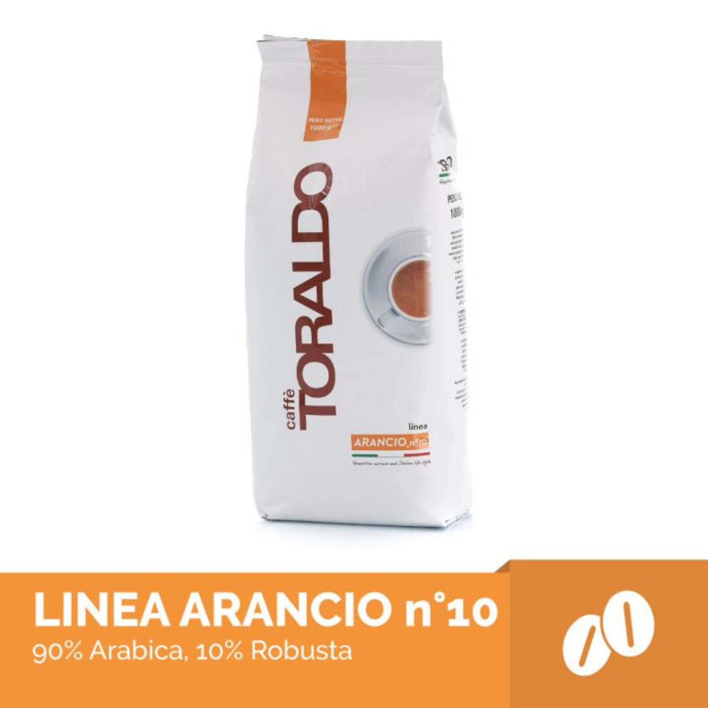 Café en Grains Caffè Toraldo Miscela Bar Arancio 1 kg – Mélange Italien Très Foncé 90 % Arabica