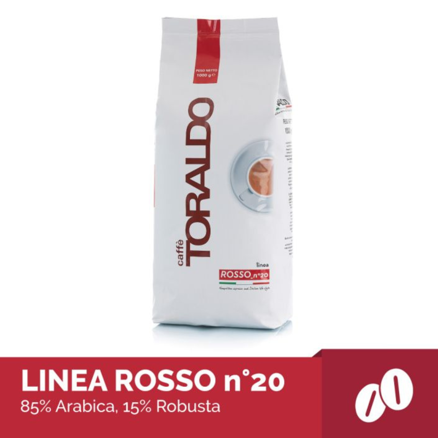 Caffè Toraldo Miscela Bar Rosso No. 20 1 kg Coffee Beans – Very Dark, Creamy, Intense Italian Espresso