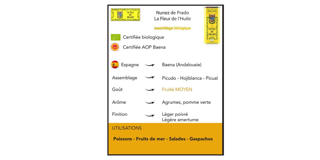 HUILE D'OLIVE NUNEZ BIO EX-VIERGE BIDON 1L