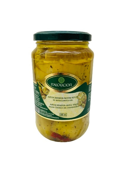 Artichauts avec tige dans l'huile de tournesol 580ml