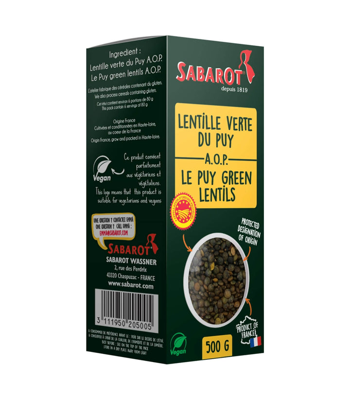 PUY GREEN LENTILS 450G VEGETABLE SABAROT