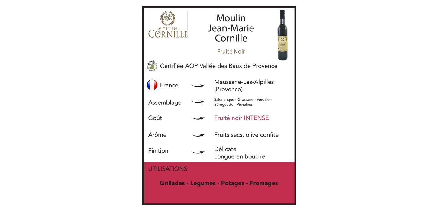 Cornille Fruity Black Olive Oil 500ml – Moulin Cornille