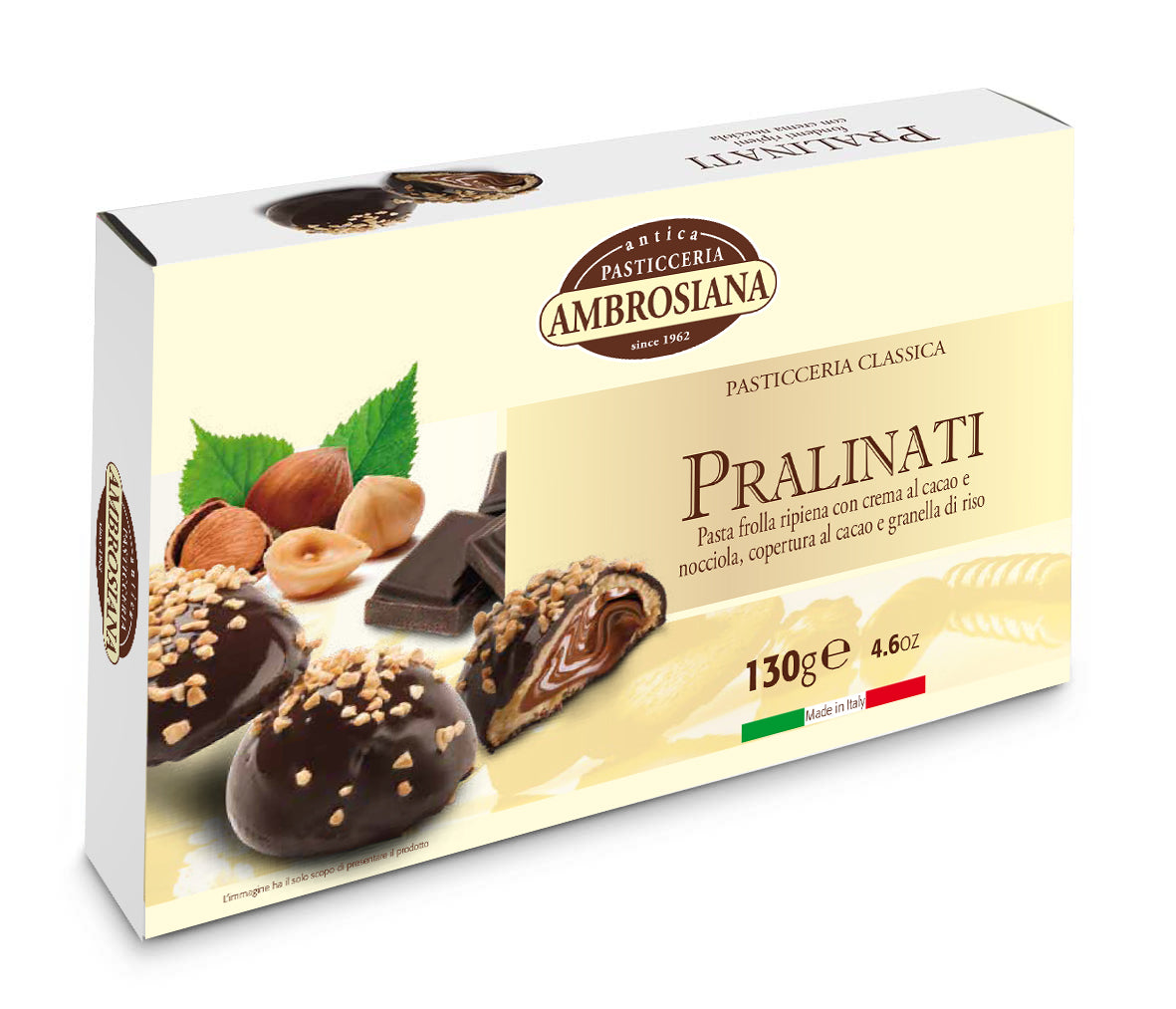 Biscuit PRALINATI NOIR À LA CRÈME DE NOISETTES 130g