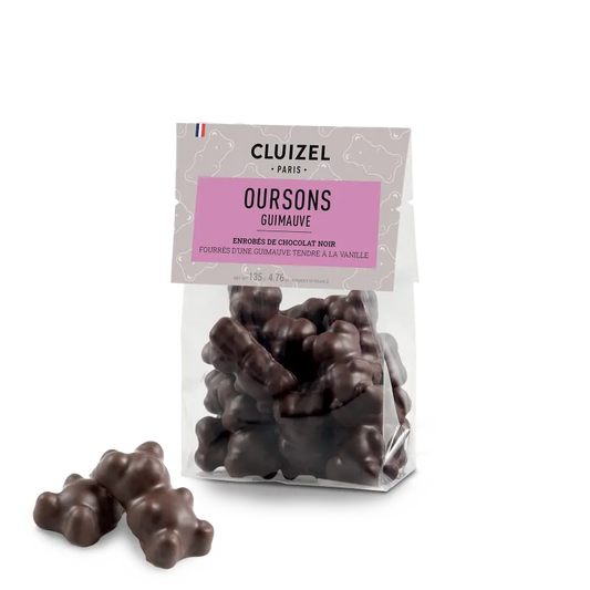 SACHET OURSONS GUIMAUVE NOIR 135G – CLUIZEL