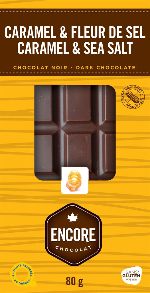 CHOCOLAT ENCORE NOIR 70% CARAMEL FLEUR DE SEL 80G