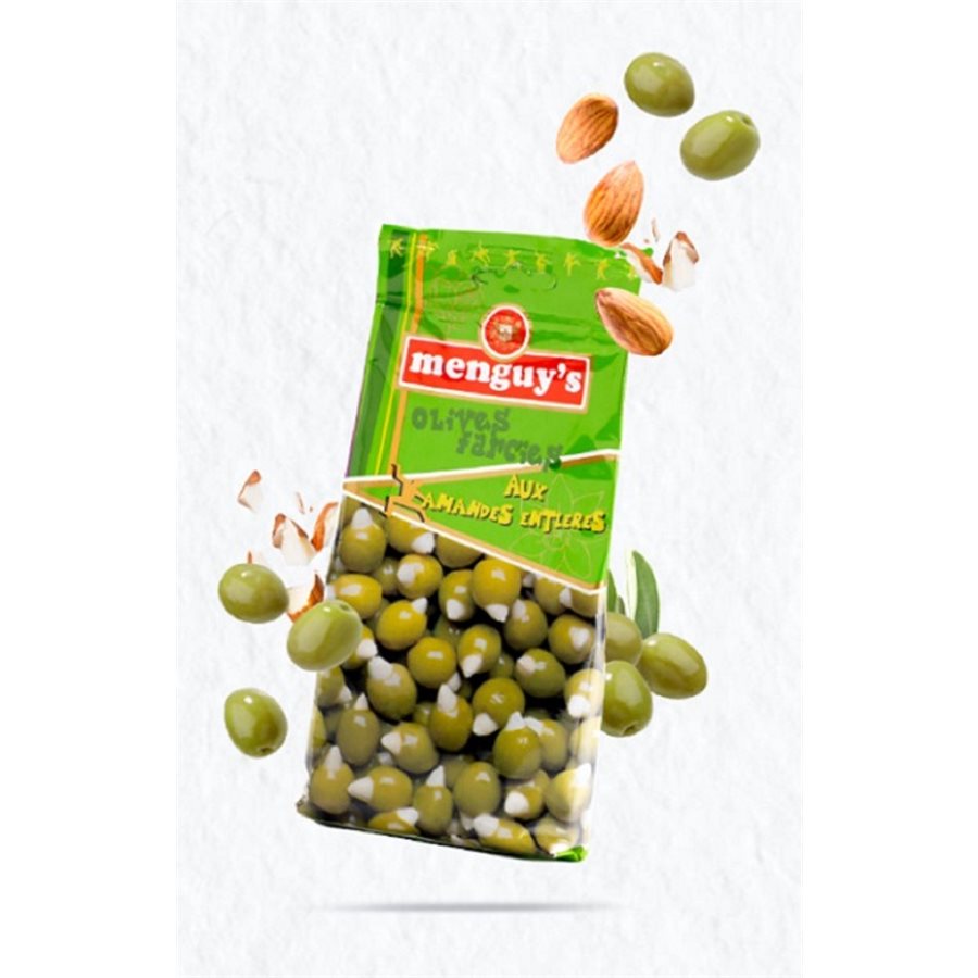 GREEN OLIVES STUFFED WITH WHOLE ALMONDS 150G