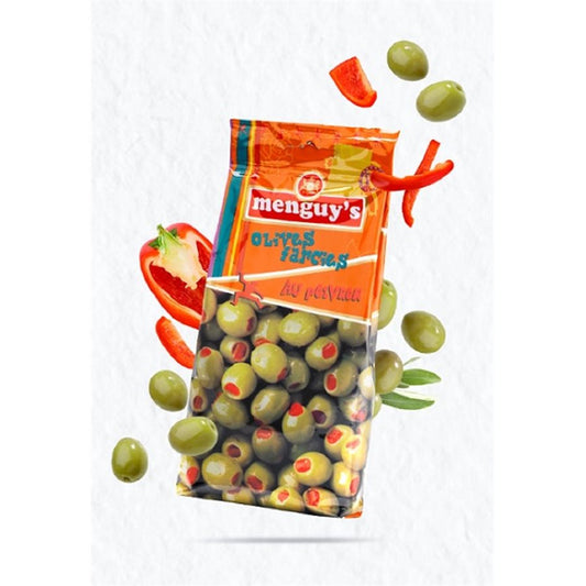 GREEN OLIVES STUFFED WITH PEPPERS 150G