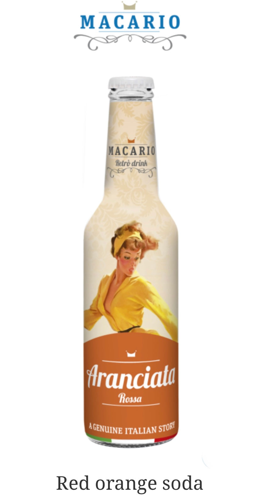 Macario Aranciata Sparkling Drink 275ml Red Orange Soda