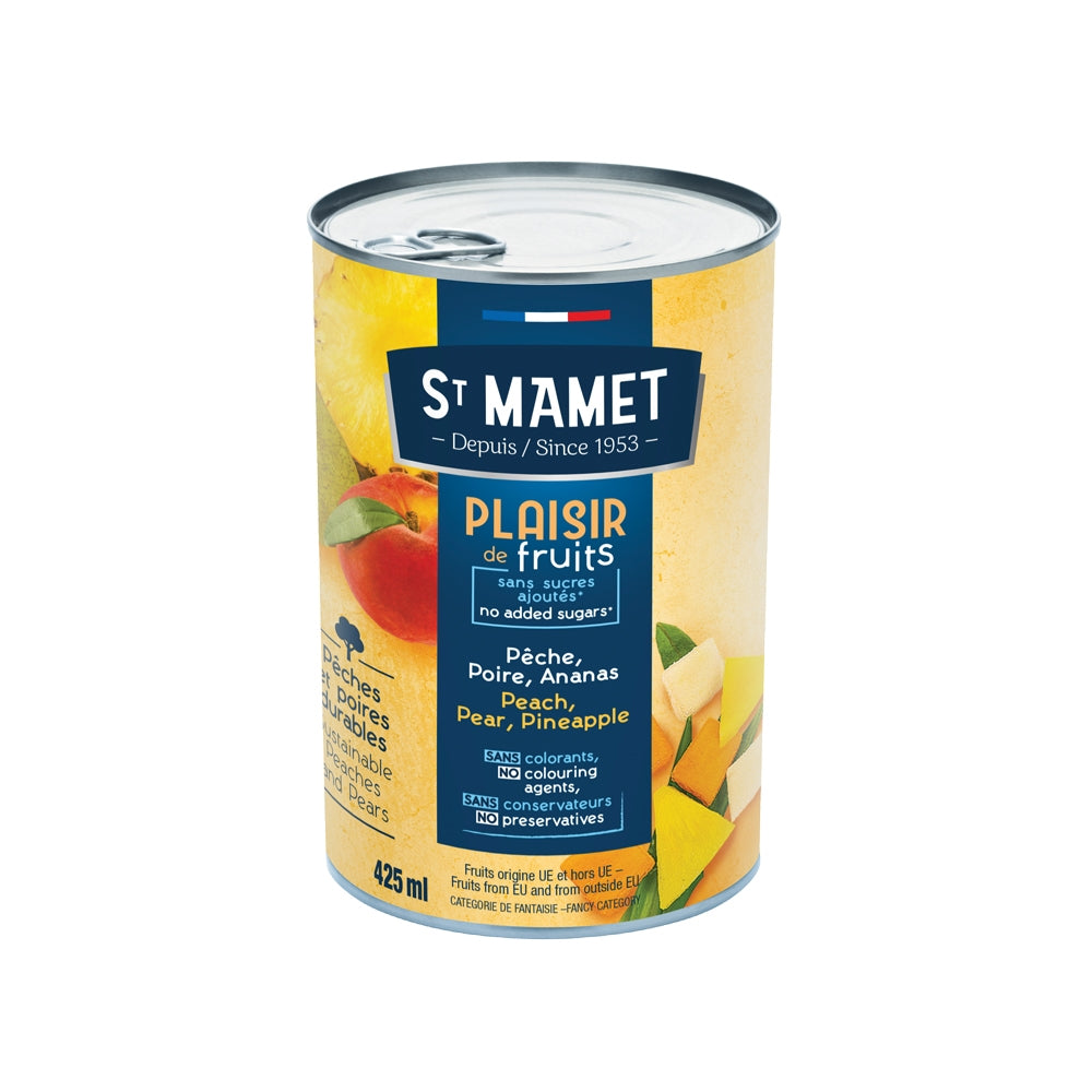 FRUITS ST-MAMET PÊCHE POIRE ANANAS SANS SUCRE 425ML