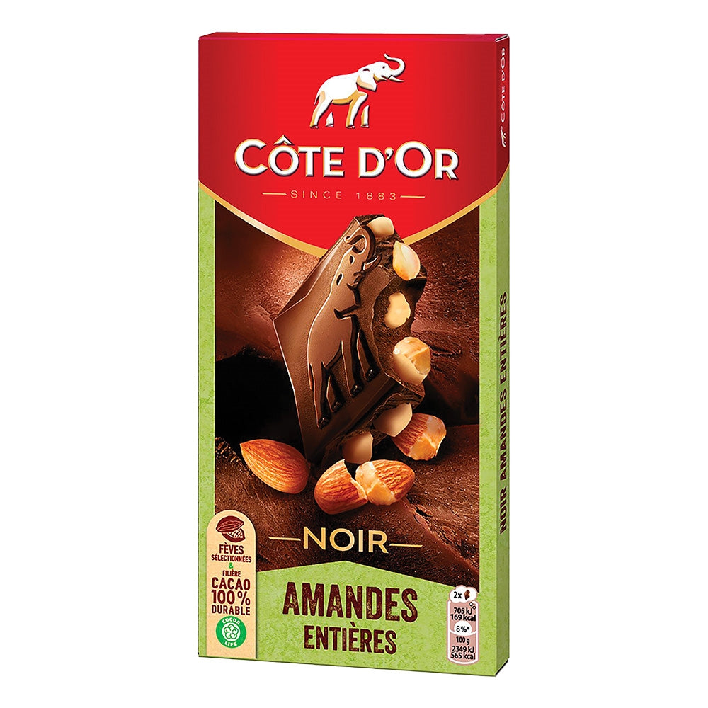 CHOCOLAT CÔTE D'OR NOIR AMANDES ENTIÈRES 180G