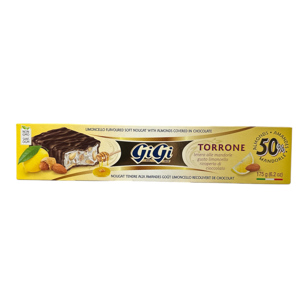Soft Almond Nougat with Limoncello Flavor Covered in Chocolate 175g
